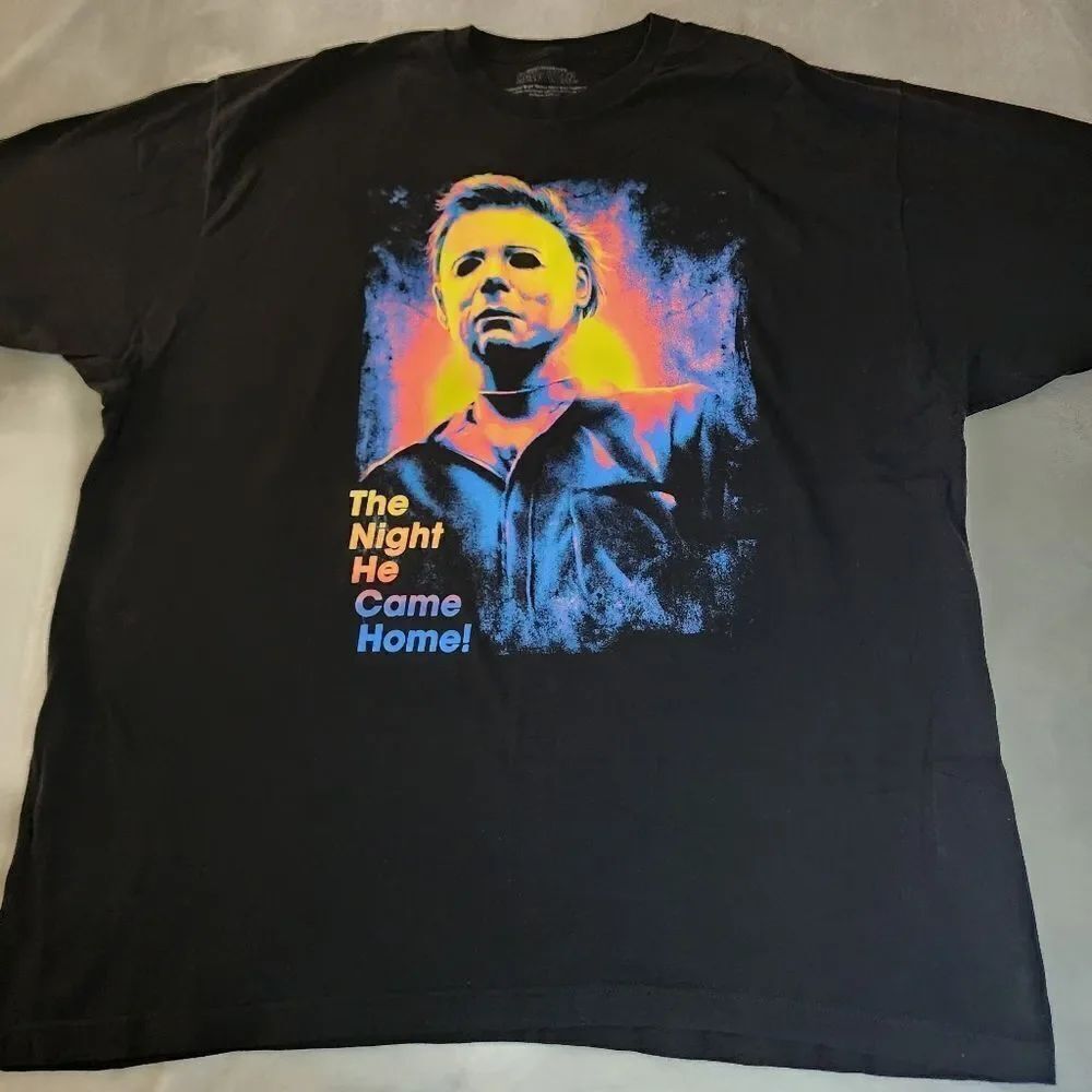 John Carpenter's Halloween Black Tee With Colorful Graphic of Michael Myers 3XL